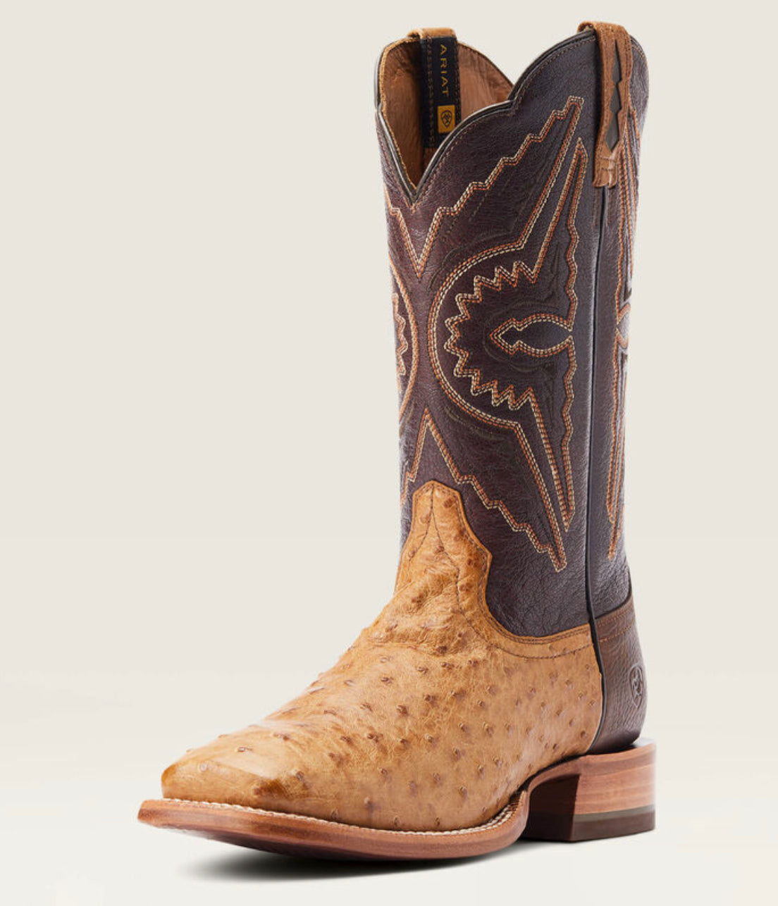ARIAT “ Broncy “ Antique Saddle Full Quill Ostrich Boots