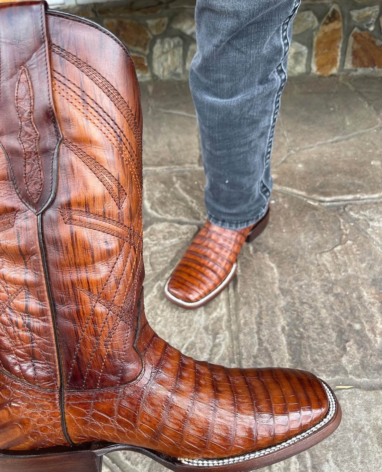 ROCKIN LEATHER “SHEDRON” CAIMAN COWBOY BOOT