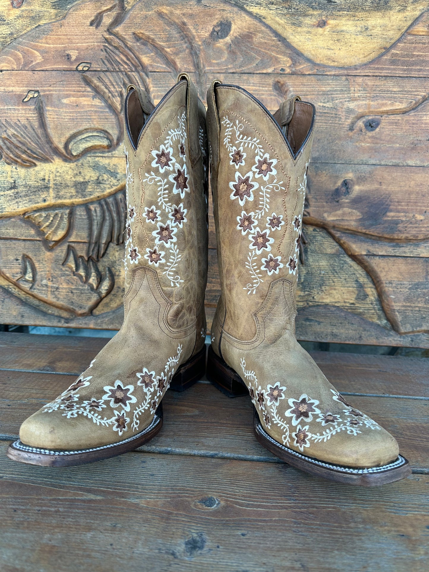 CIRCLE G “TAN/FLORAL” EMBROIDERY LADIES BOOT L5382