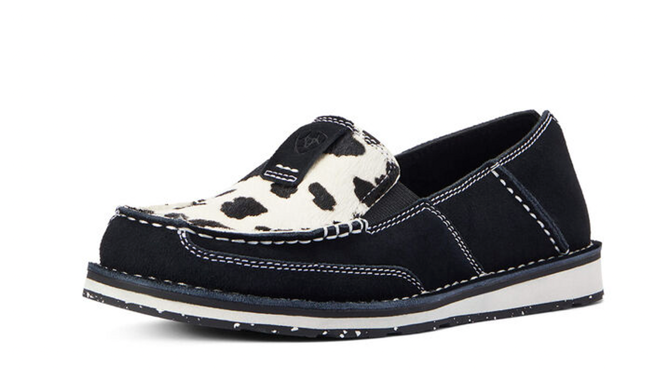 Ariat Women's Black Suede Cow Print Cruiser- 10042529