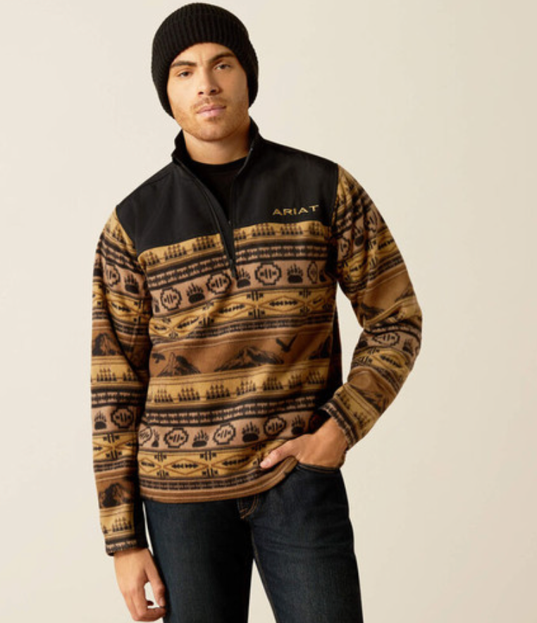 Ariat Men's Brown Scenic Serape Basis 2.0 1/4 Zip Sweatshirt - 10052732