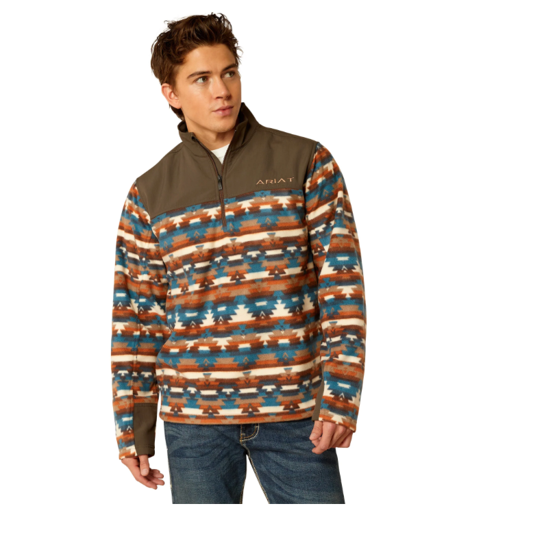 Ariat Men's Basis 2.0 Turquoise Serape Print 1/4 Zip Jacket 10052731