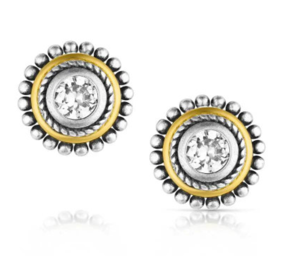 Montana Silversmiths Women's Silver & Gold Sharpshooter Post Earrings-ER6447