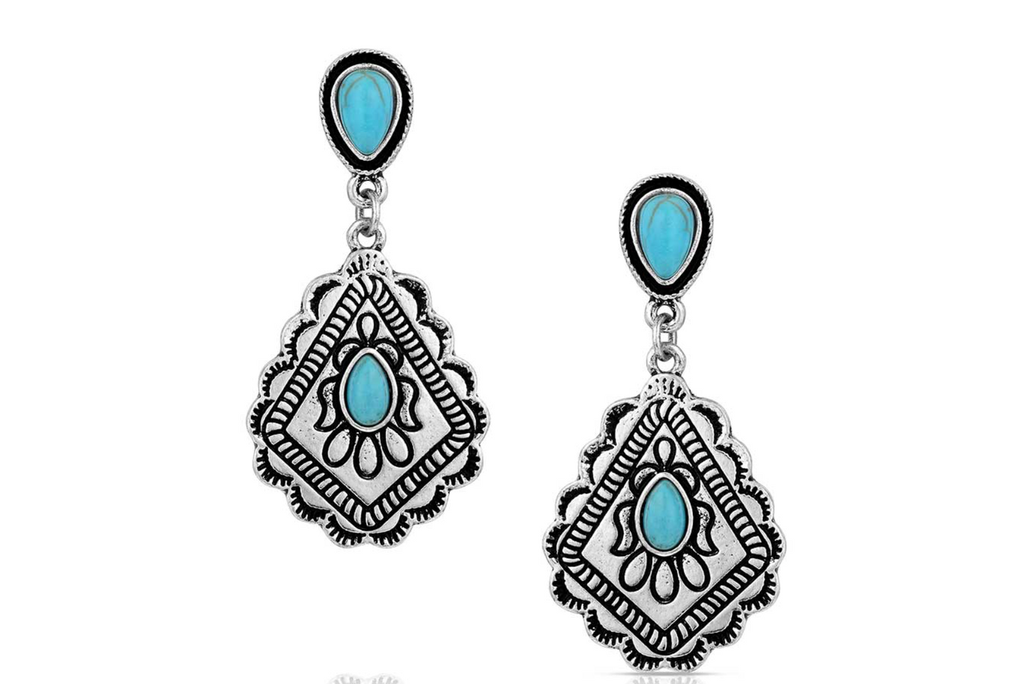 Montana Attitude Say No More Turquoise Dangle Earring-AER6254