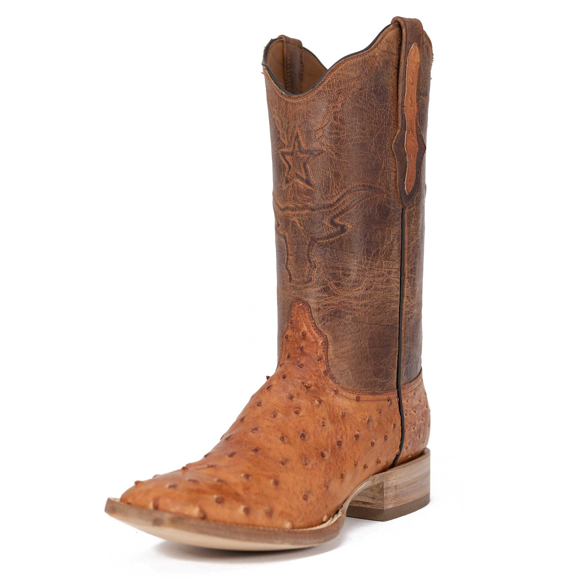 BLACK JACK FULL QUILL OSTRICH BURNISHED COGNAC BOOTS (BCGN993-96)