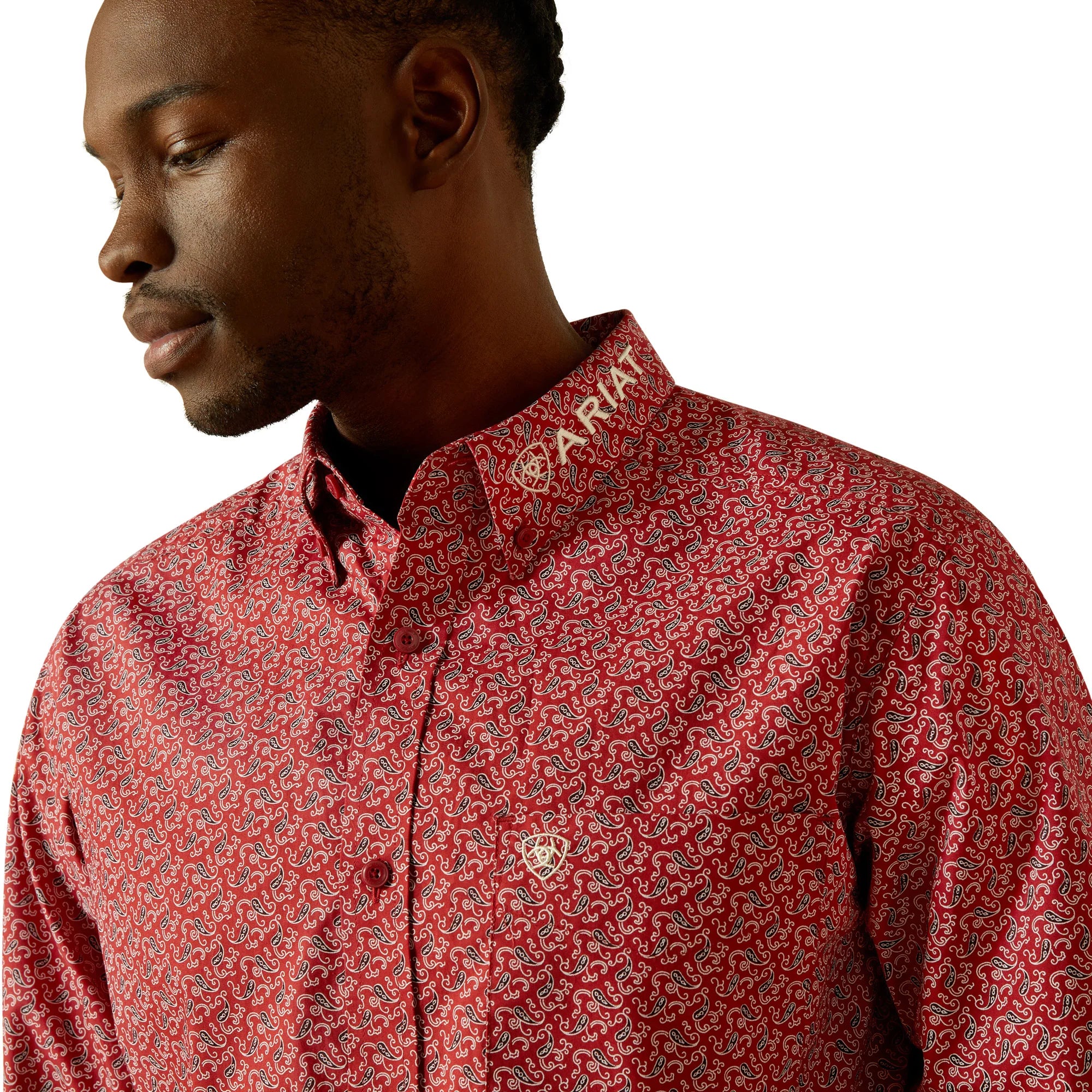 Ariat Men's Team Perl Red Fitted Button Down Shirt - 10062255