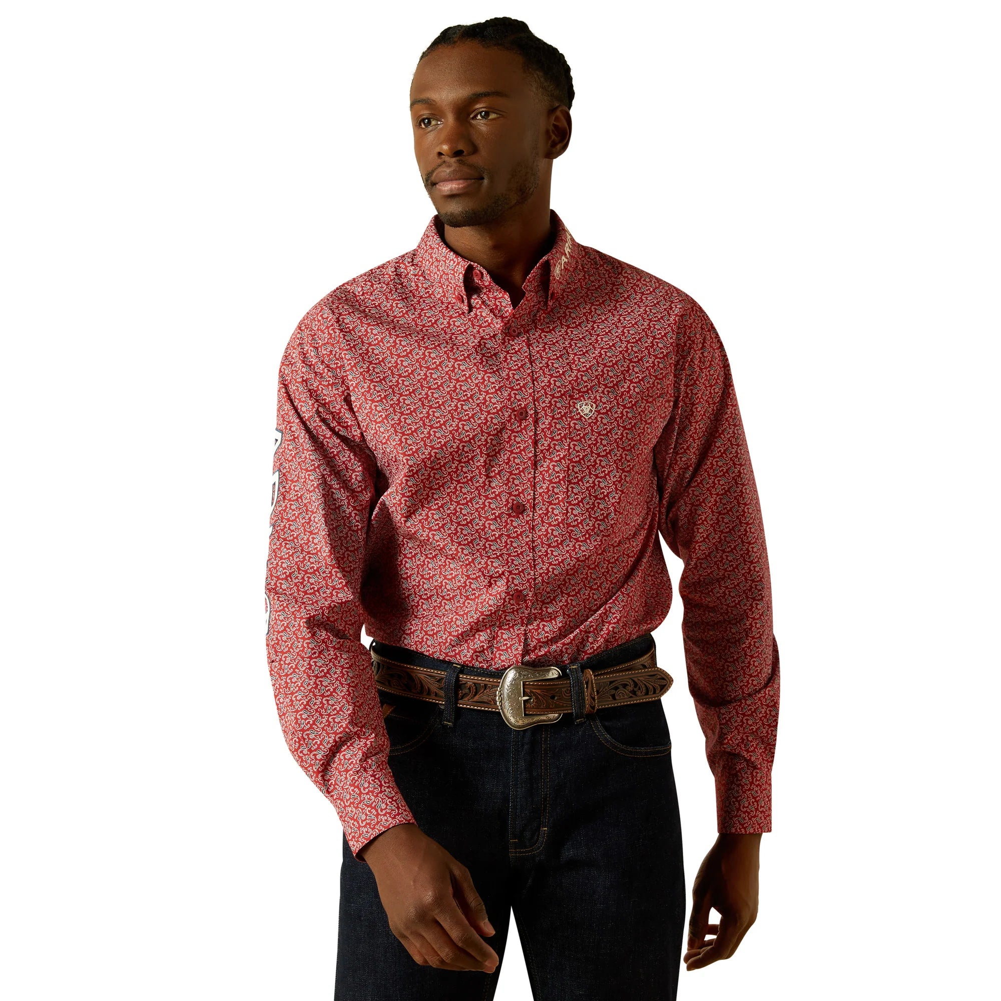 Ariat Men's Team Perl Red Fitted Button Down Shirt - 10062255
