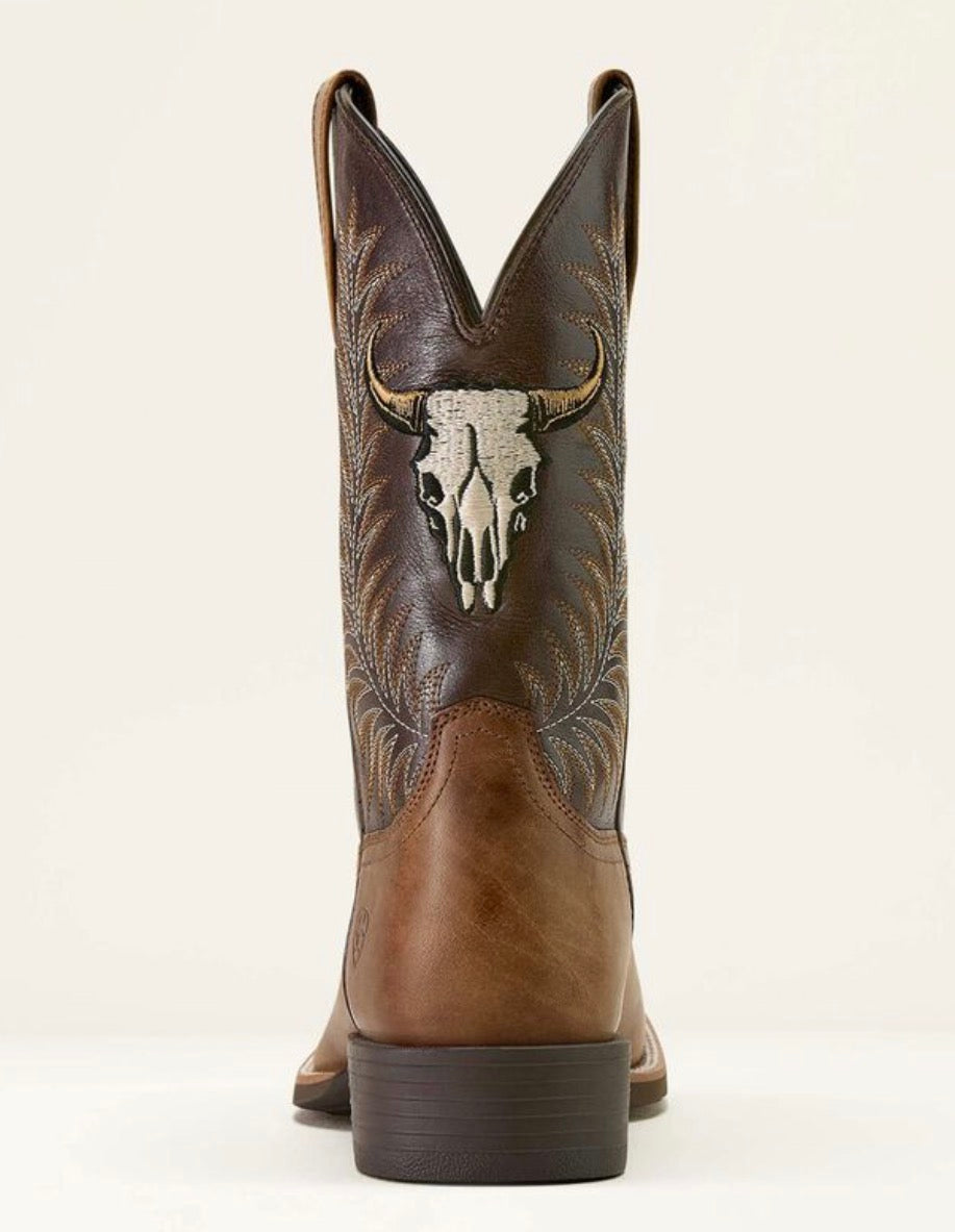 Sport Steer Skull Wide Square Toe Cowboy Boot - Sand Storm - 10064053