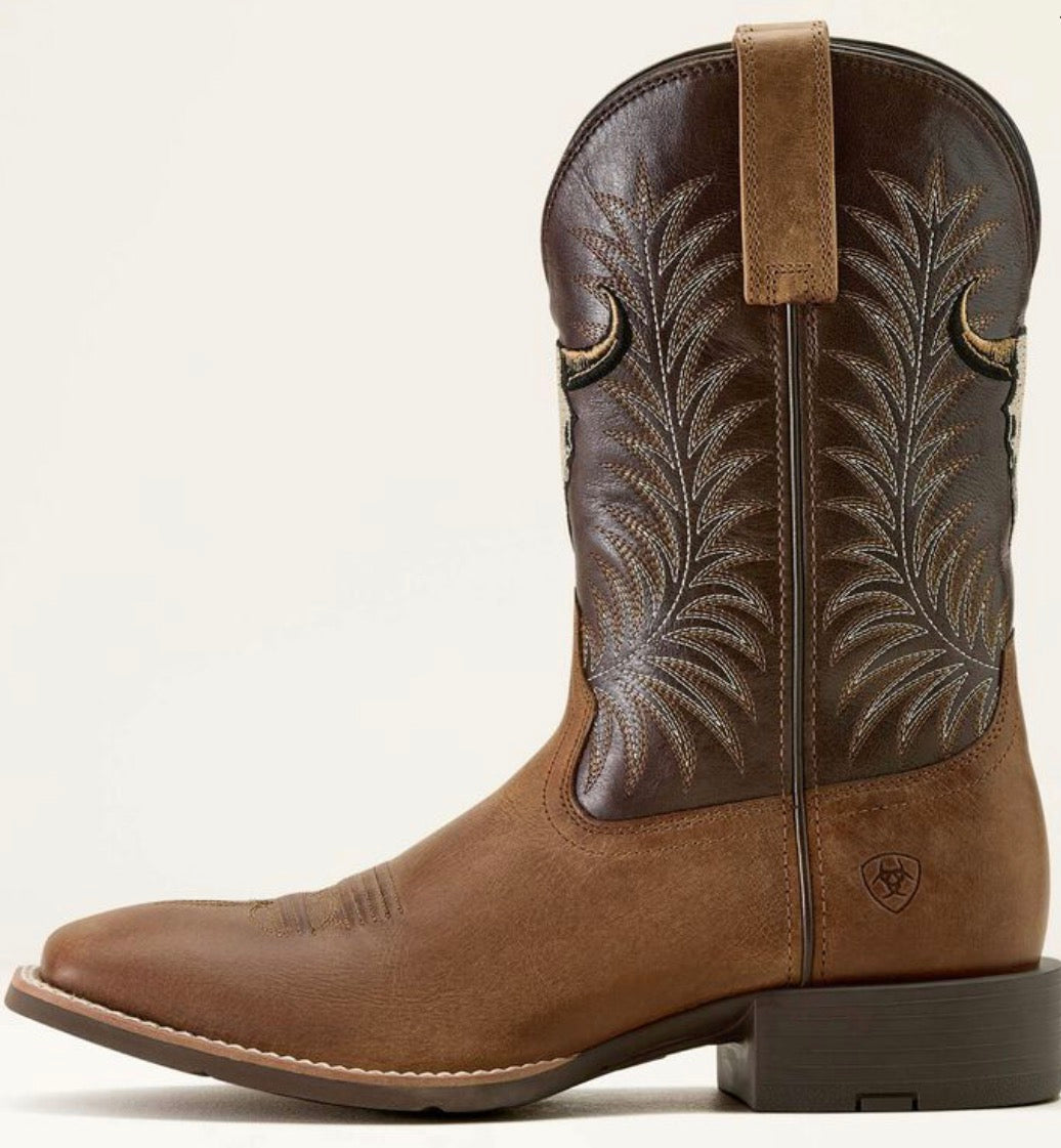 Sport Steer Skull Wide Square Toe Cowboy Boot - Sand Storm - 10064053