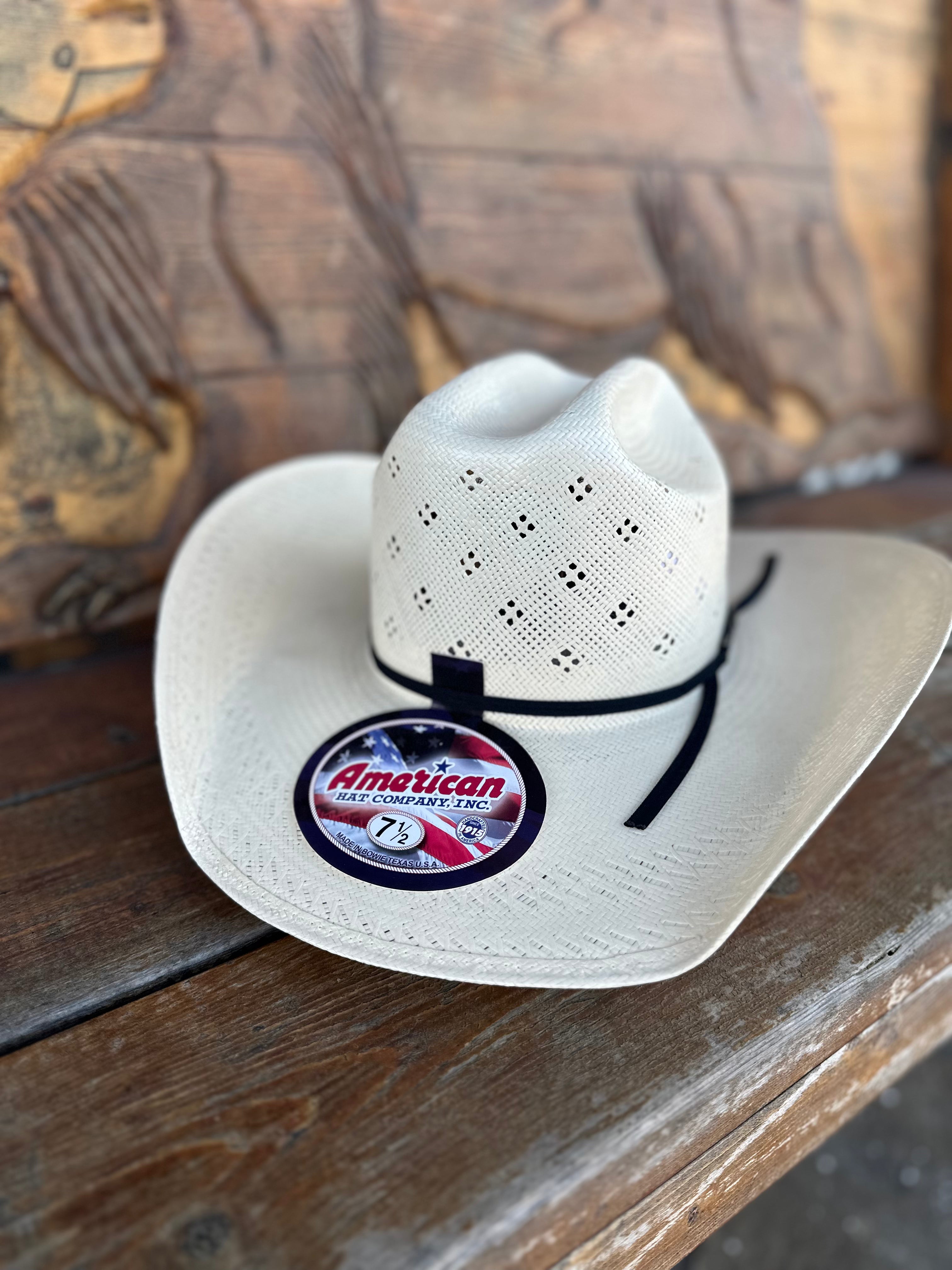 AMERICAN STRAW HAT 8120  PRESHAPED RANCHER CREASE/ DRILEX SWEATBAND