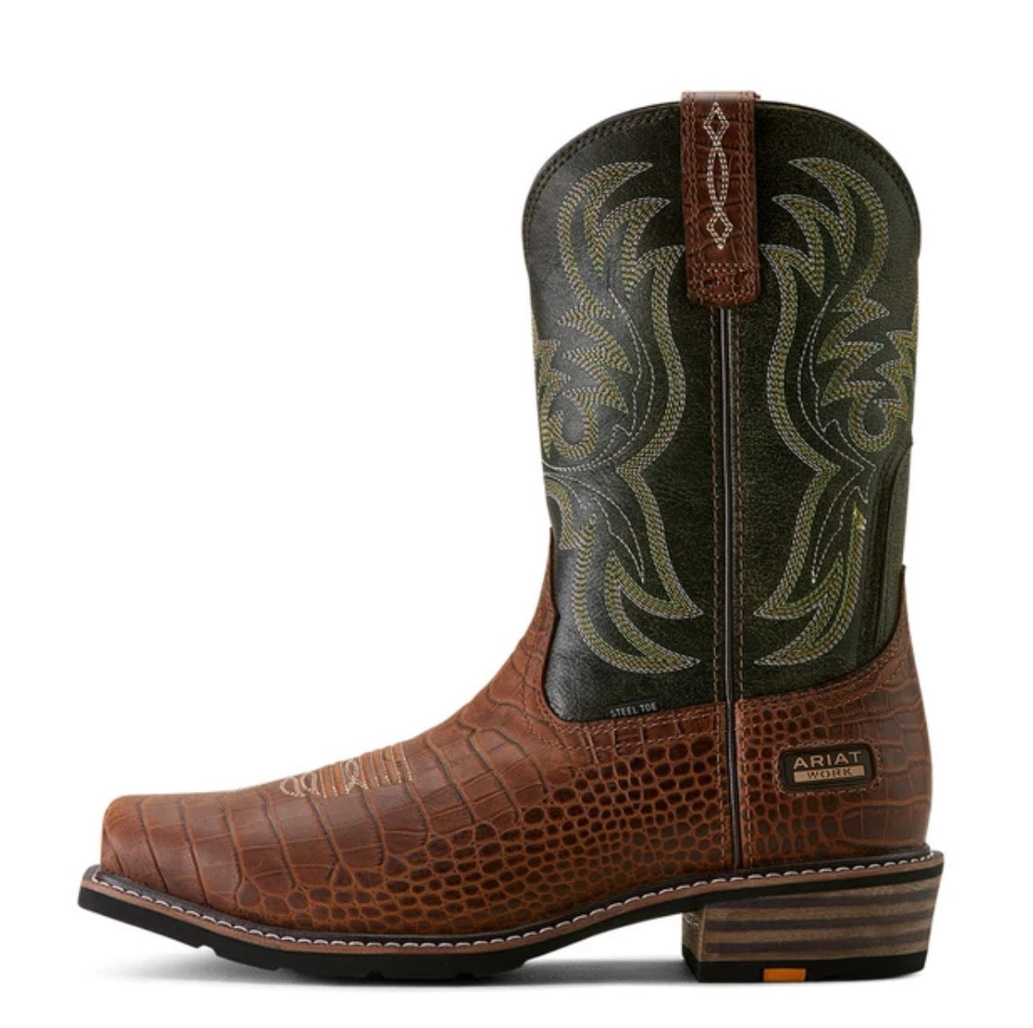 Ironside Square Toe Steel Toe Work Boot- Brown Croc Print -10063891