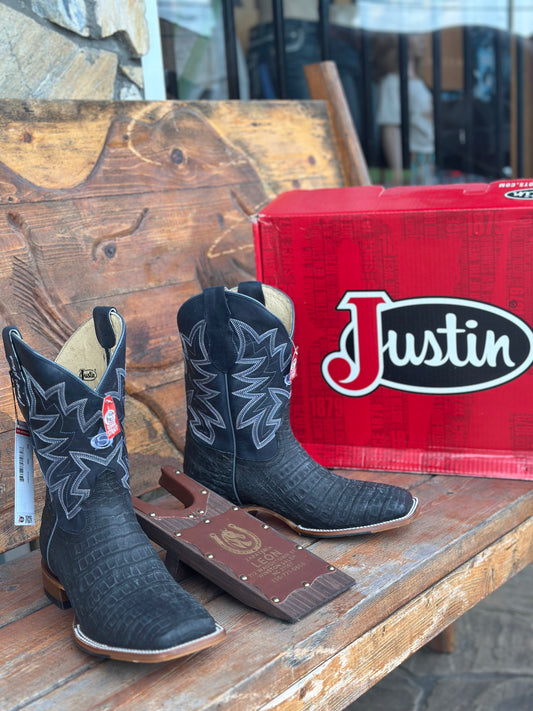 JUSTIN X GEORGE STRAIGHT CAIMAN (CHARCOAL) COWBOY BOOTS GR5710