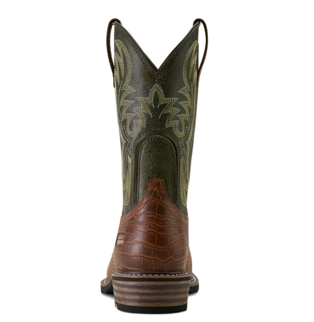 Ironside Square Toe Steel Toe Work Boot- Brown Croc Print -10063891