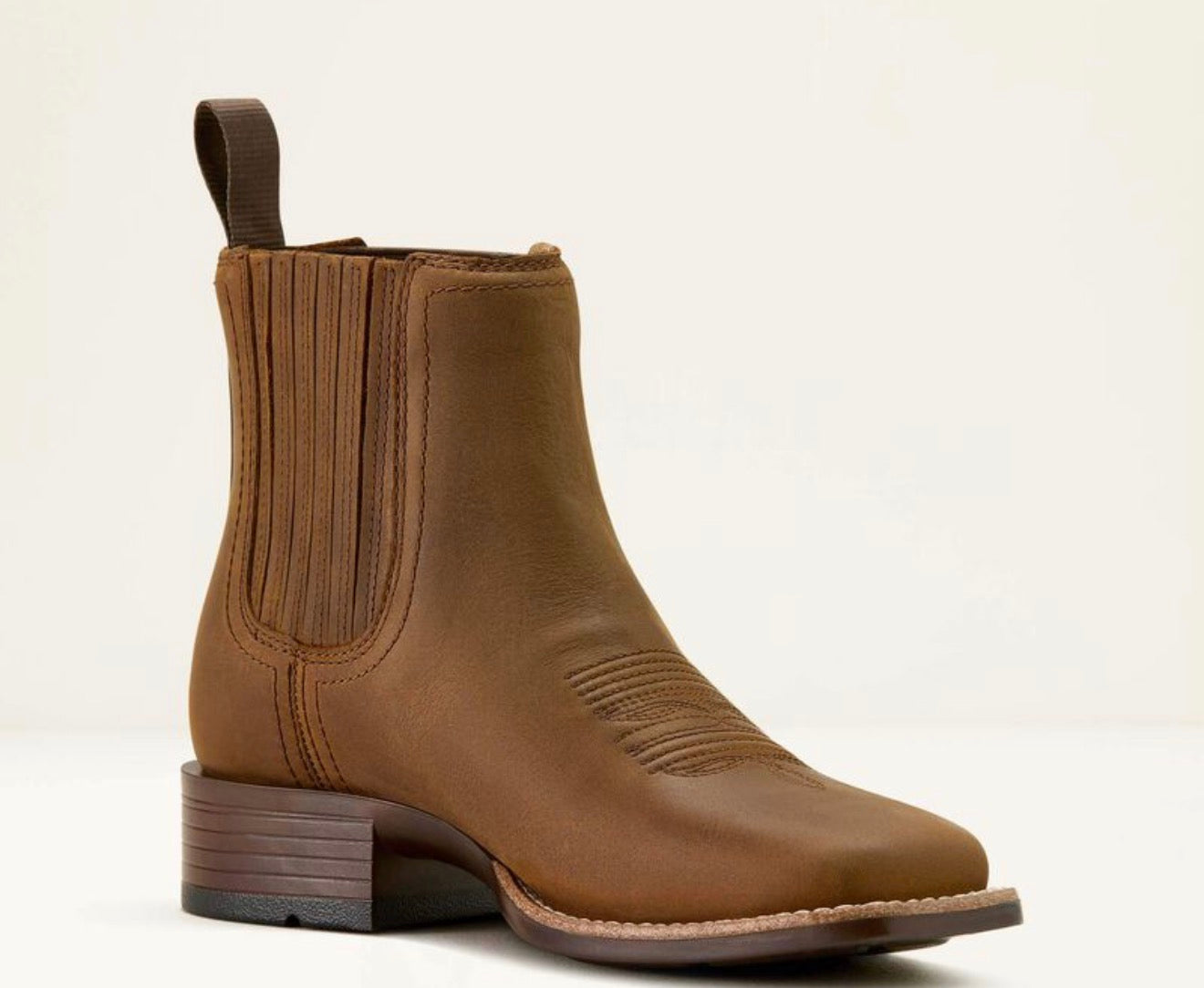 Booker Chelsea Wide Square Toe Western Boot - Distressed Brown - 10063973