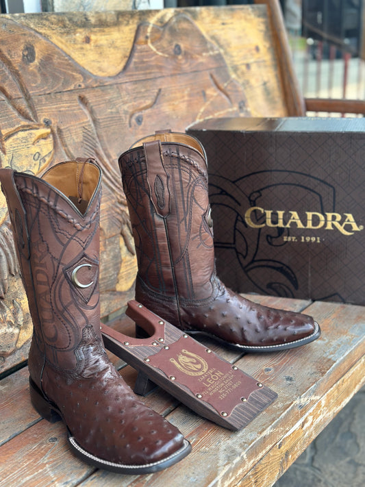 CUADRA “FLAME CAFE” FULL QUILL OSTRICH COWBOY BOOTS CU677