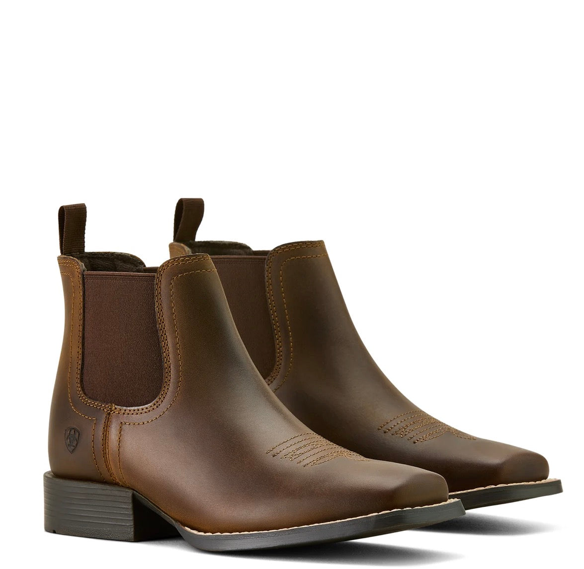 Booker Chelsea Wide Square Toe Western Boot - Distressed Brown - 10063824