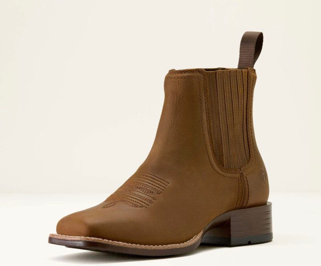 Booker Chelsea Wide Square Toe Western Boot - Distressed Brown - 10063973