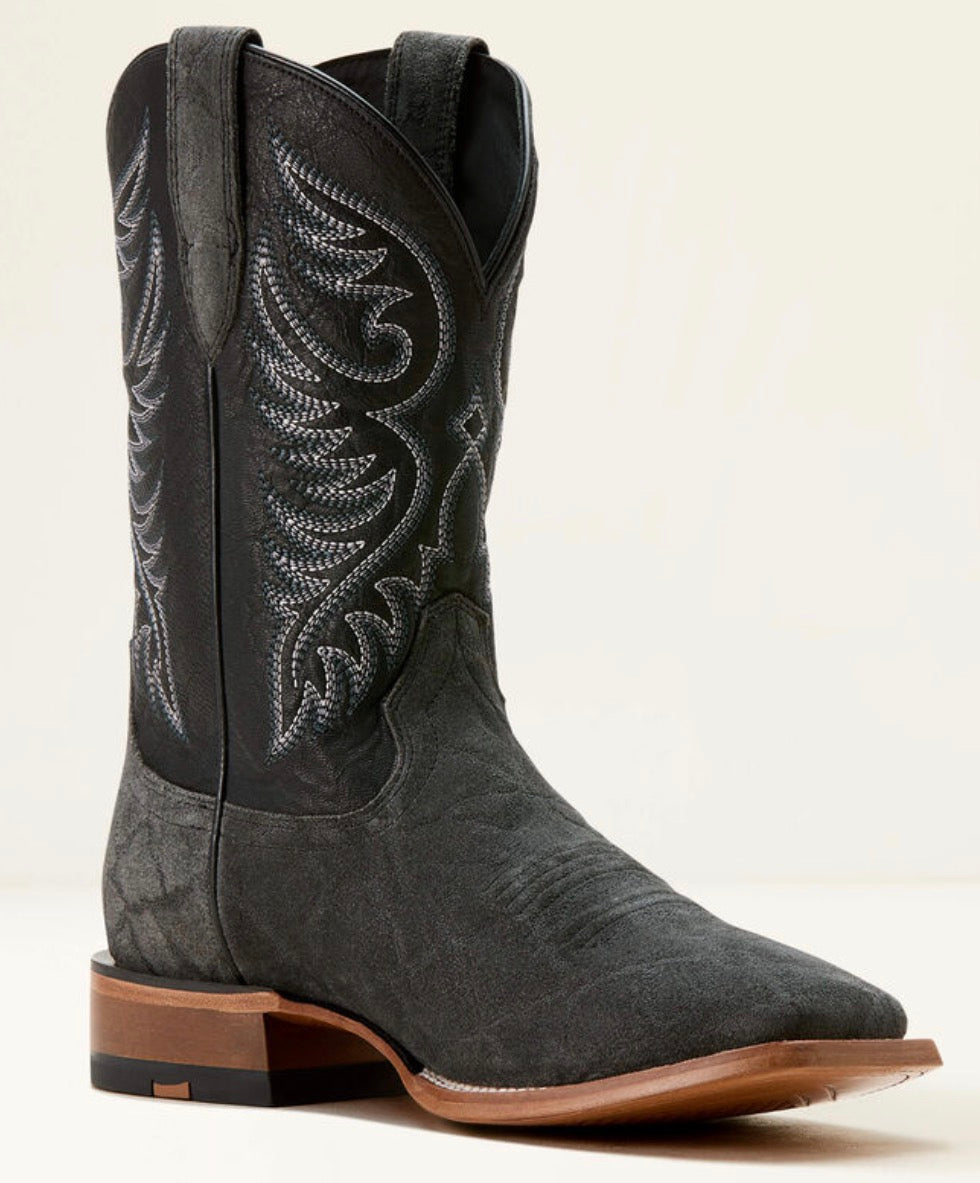 Ariat Wiley Wide Square Toe Cowboy Boot - Black Elephant Roughout Print - 10053632