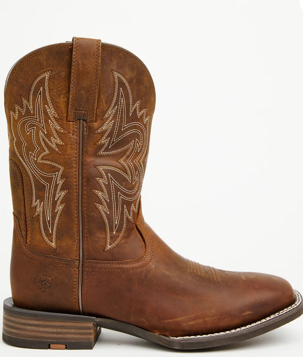Western Big Rig Wide Square Toe Cowboy Boot - Distressed Brown - 10063869