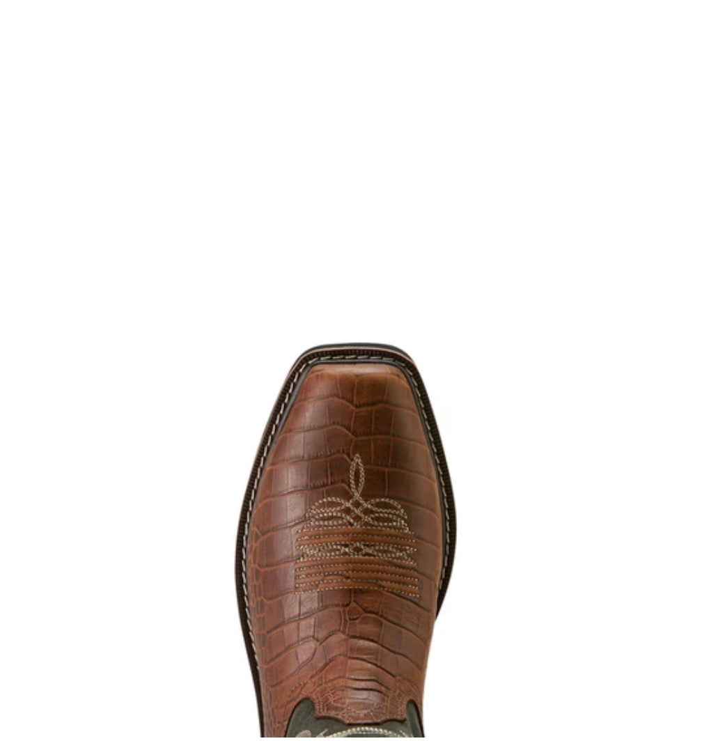 Ironside Square Toe Steel Toe Work Boot- Brown Croc Print -10063891