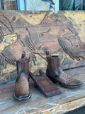 MEN’S CUADRA - BROWN - FULL QUILL OSTRICH SHORT BOOTS - CU889