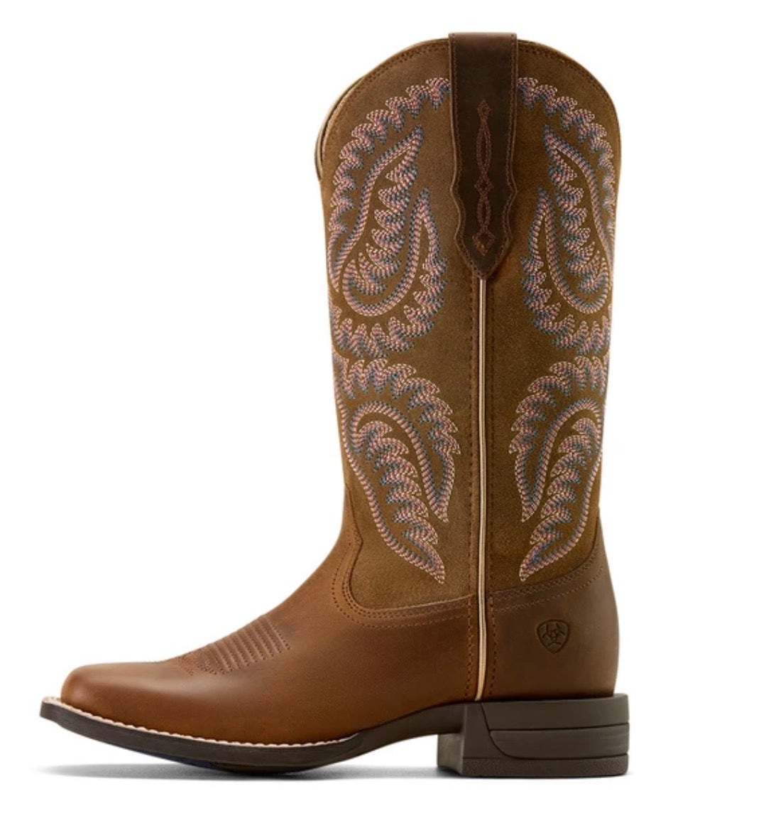 ARIAT WOMEN'S CATTLE CAITE WESTERN BOOTS BROAD SQUARE TOE -10074329