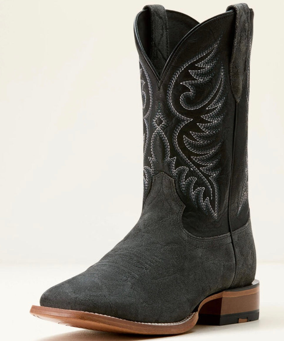 Ariat Wiley Wide Square Toe Cowboy Boot - Black Elephant Roughout Print - 10053632