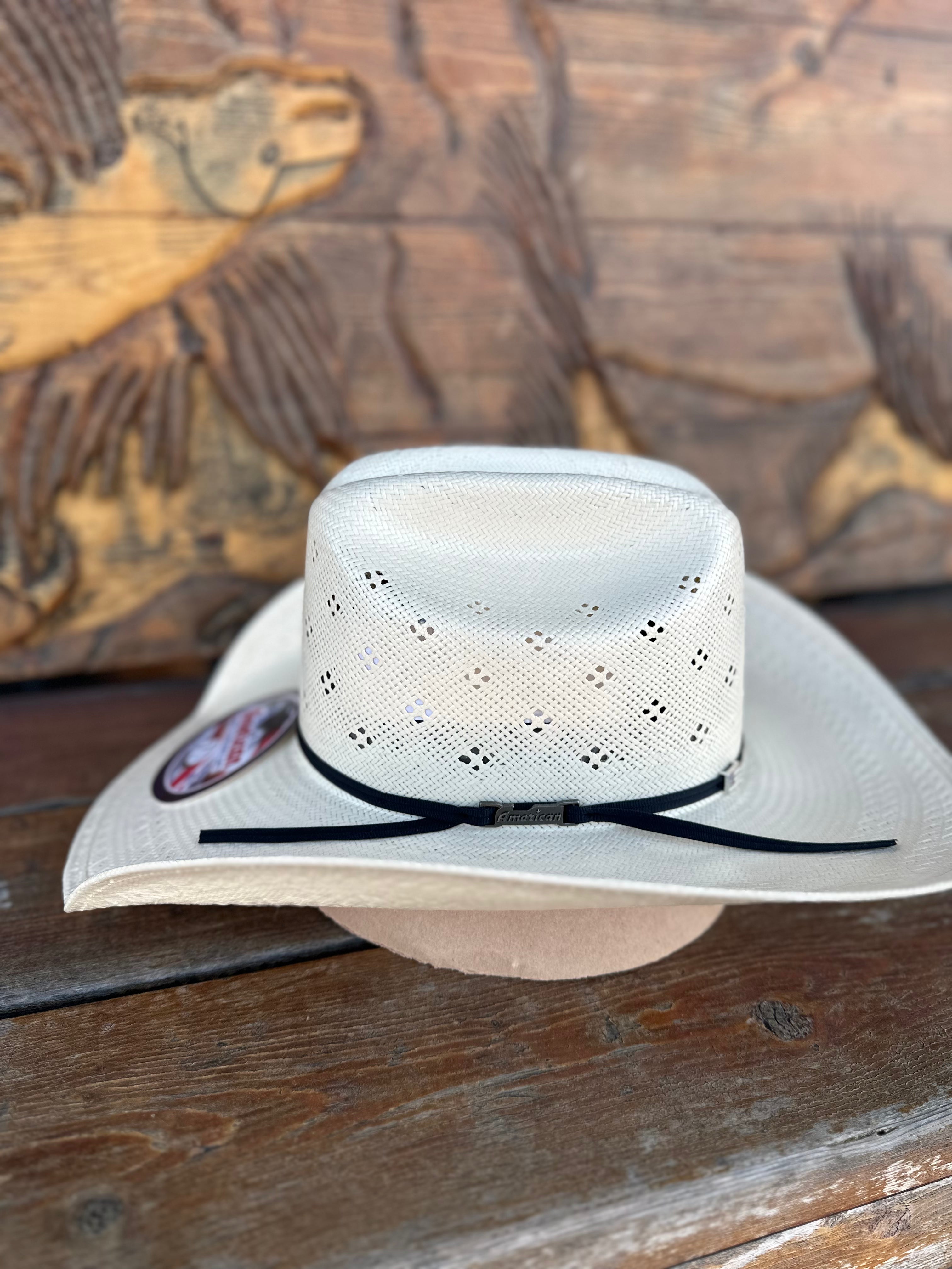 AMERICAN STRAW HAT 8120  PRESHAPED RANCHER CREASE/ DRILEX SWEATBAND