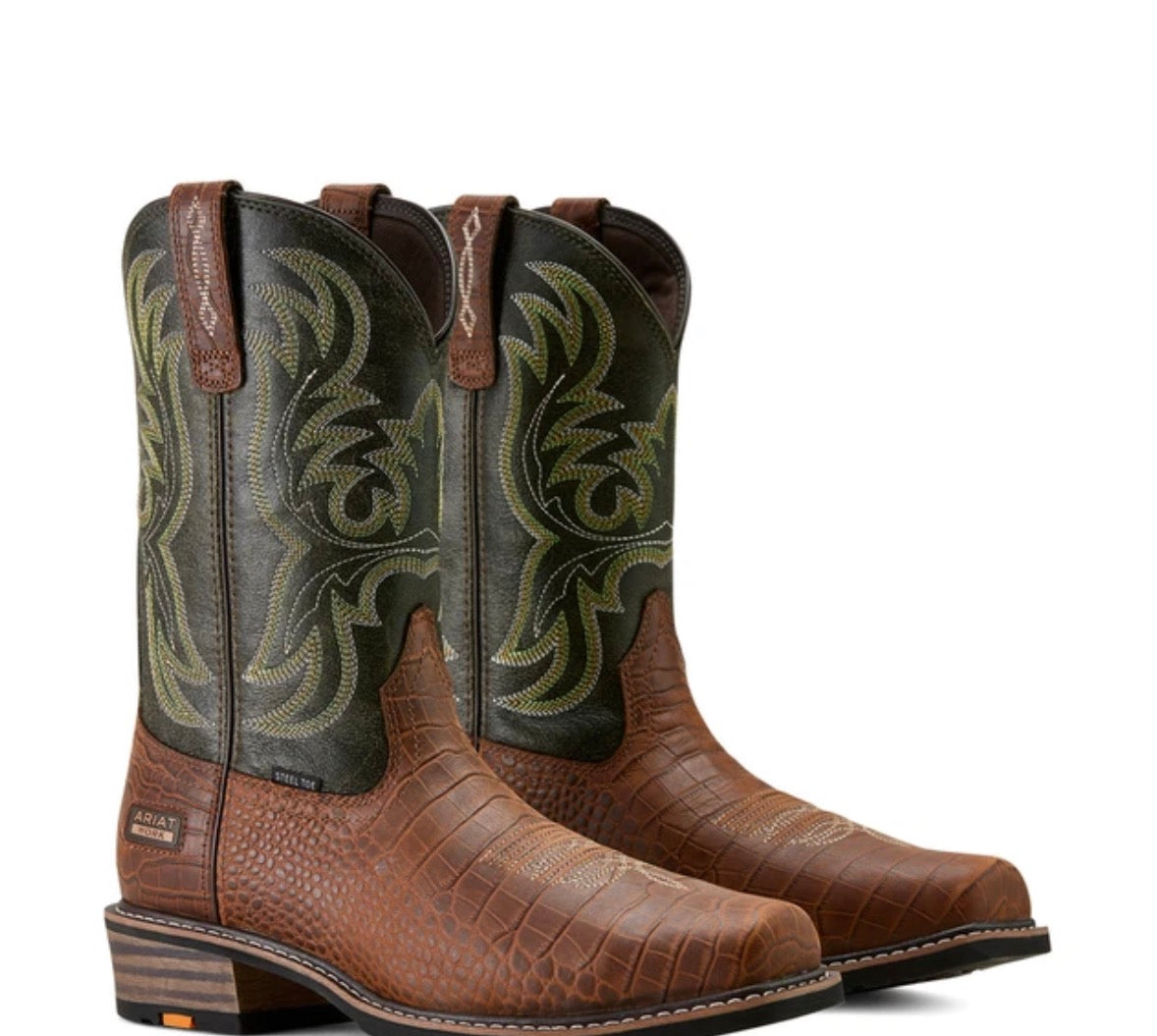 Ironside Square Toe Steel Toe Work Boot- Brown Croc Print -10063891