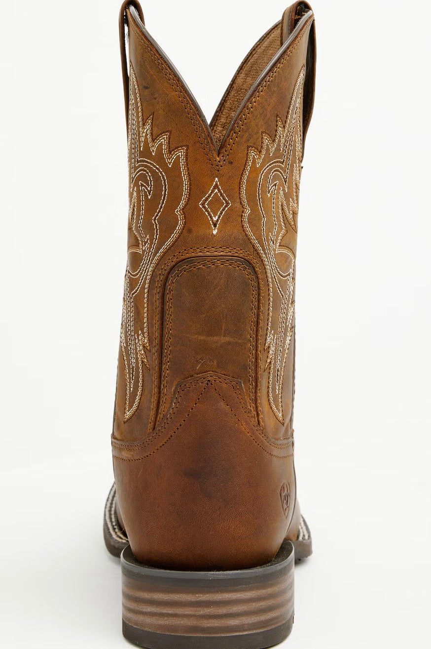 Western Big Rig Wide Square Toe Cowboy Boot - Distressed Brown - 10063869