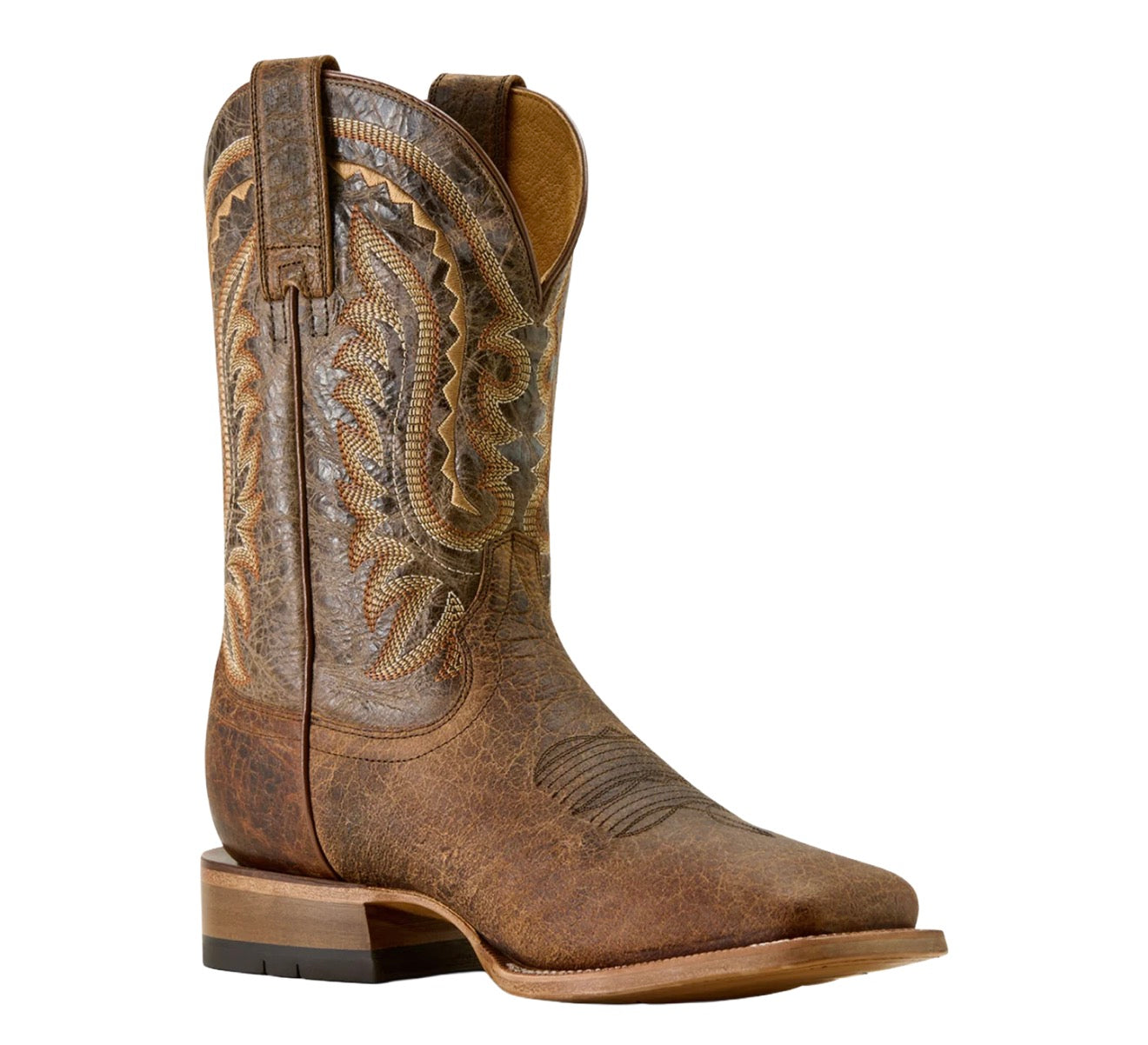 Rock Ridge Wide Square Toe Western Boot - Saddle Brown  Bison - 10063783