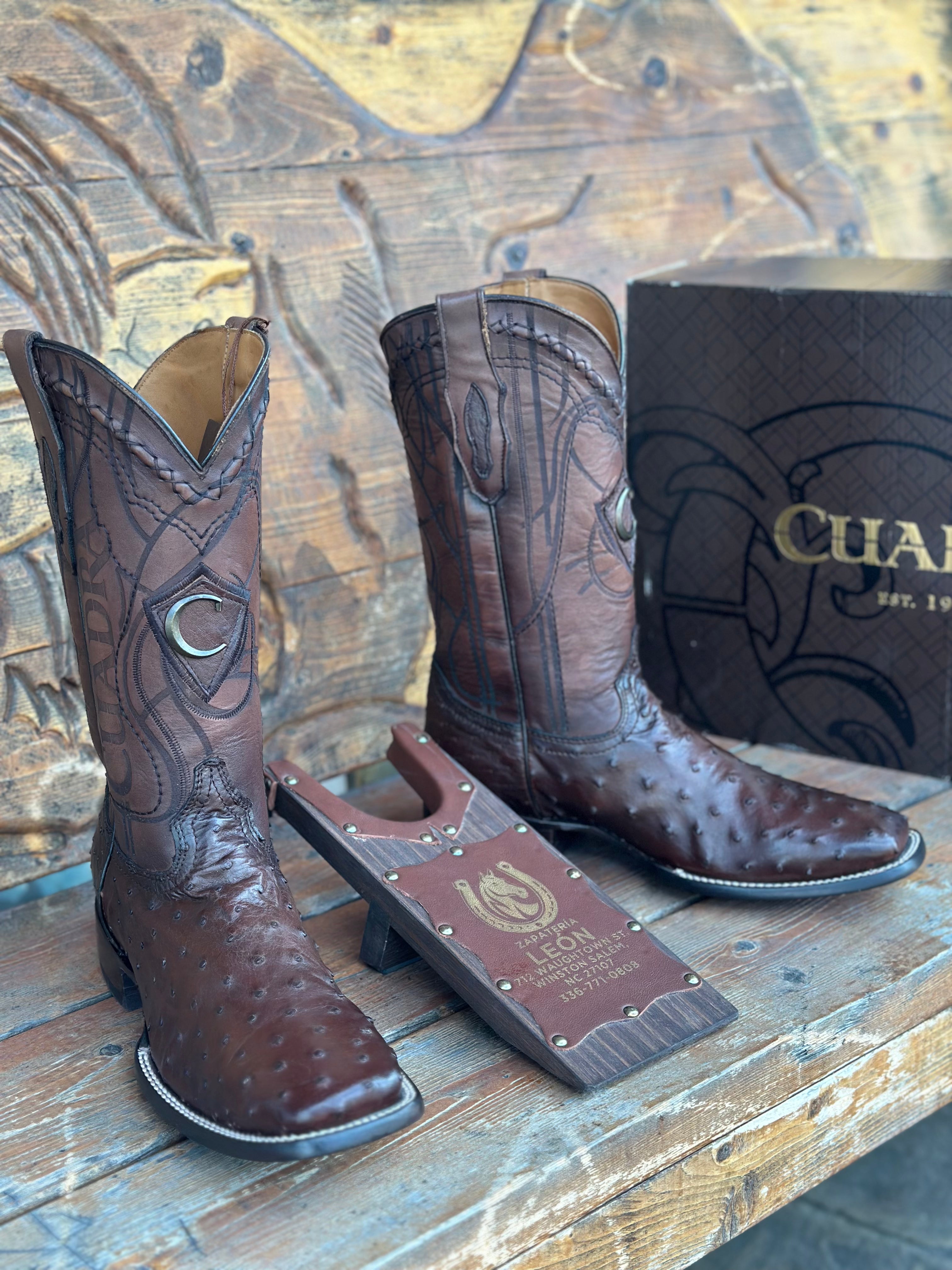 CUADRA - FLAME CAFE - FULL QUILL OSTRICH COWBOY BOOTS CU677