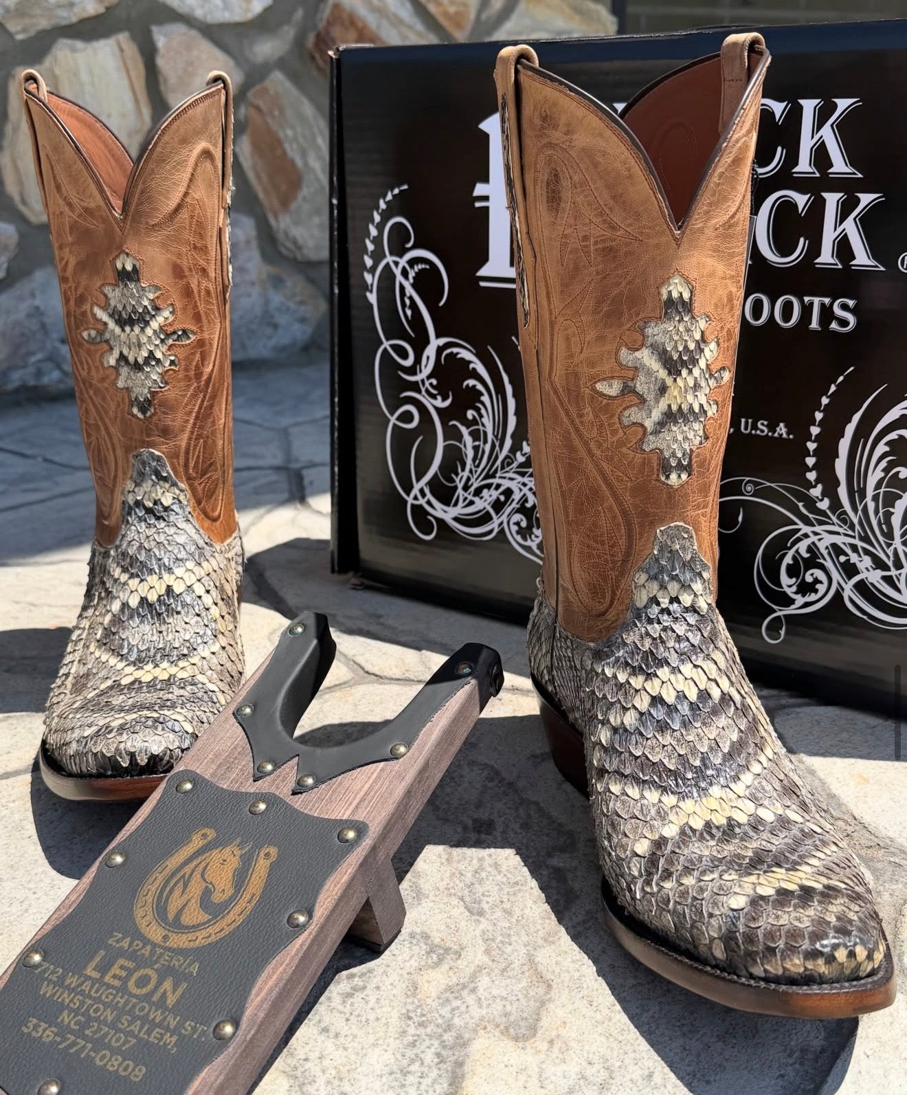 BLACK JACK BOOTS - EASTERN DIAMOND BACK RATTLE SNAKE - NT610-V3