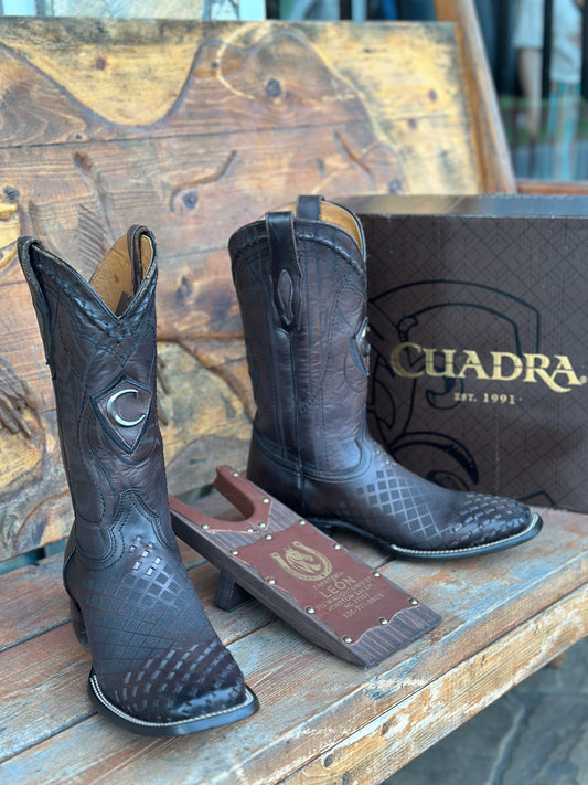 CUADRA “NEGRO/BLACK” LÁSER ENGRAVED SQ TOE BOOTS (CU676)