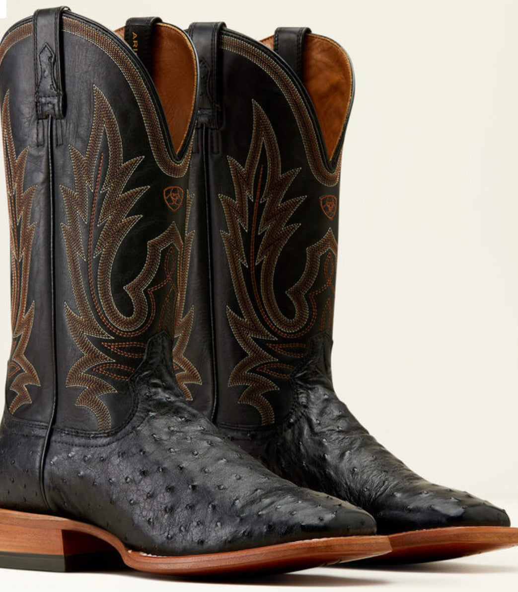 ARIAT “ Ancient “ Black Full Quill Ostrich Boots