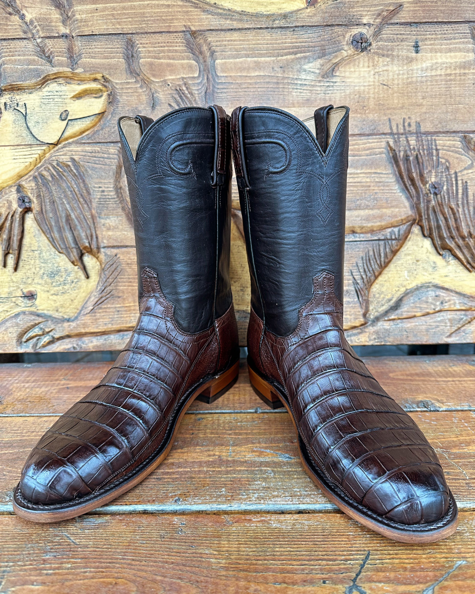 LUCCHESE “Gerard” Caiman/Sm Ostrich Roper Boots – Zapateria Leon
