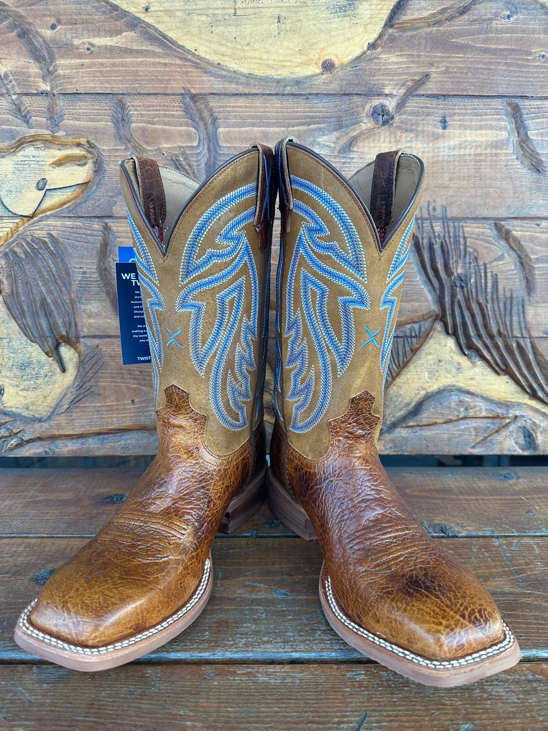 Twisted X Black Leather Cowboy Boots Mens 8.5 Square Embroidered Rodeo Western Twisted X Men main image 2