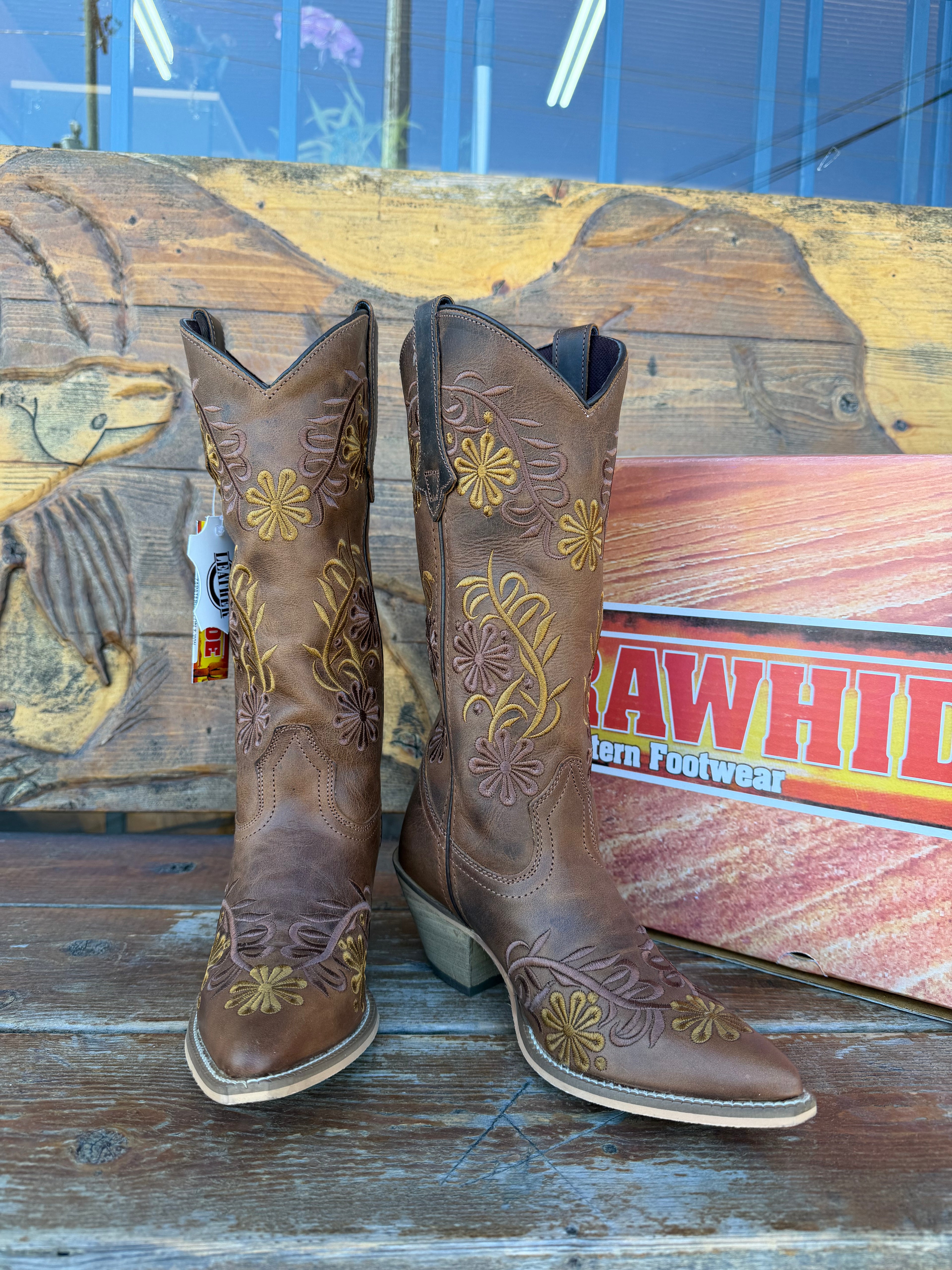 RAWHIDE WOMEN'S 13" FLORAL EMBROIDERED FASHION BOOTS -5024