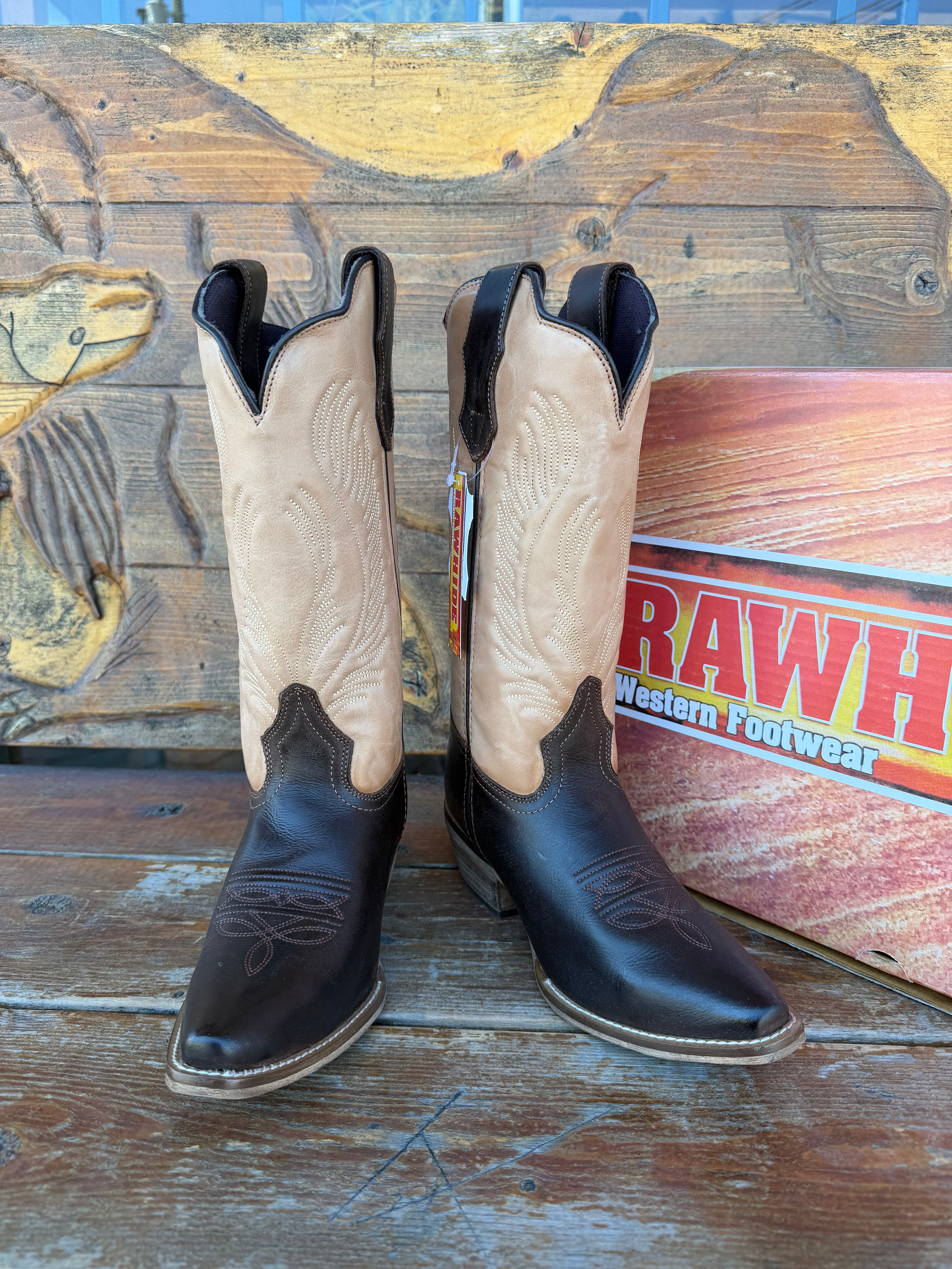 Rawhide Womens Tan Chocolate Cowgirl Boot - 5154