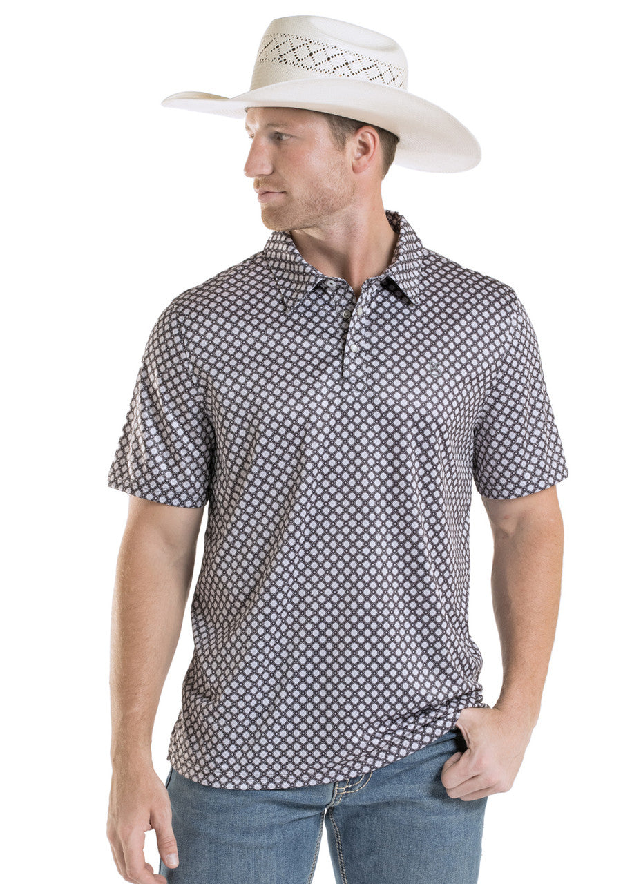 PANHANDLE SLIM BLACK GREY PRINT - MENS POLO - TM51T09004