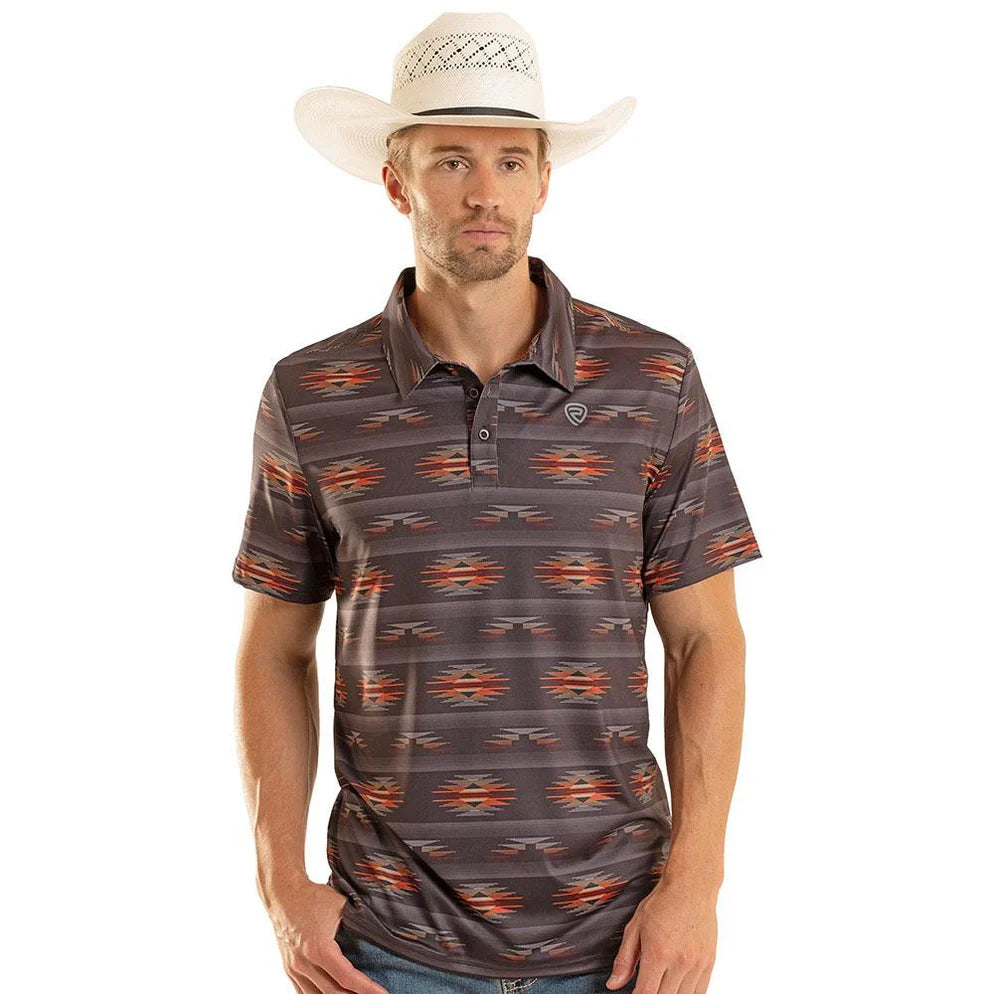 ROCK & ROLL AZTEC CHARCOAL POLO BM51T08720