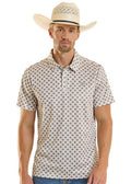 ROCK & ROLL WHITE AZTEC MINI GEO PRINT - MENS POLO - BM51T08711