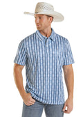 PANHANDLE SLIM DARK BLUE GEO PRINT - MENS POLO - TM51T08984