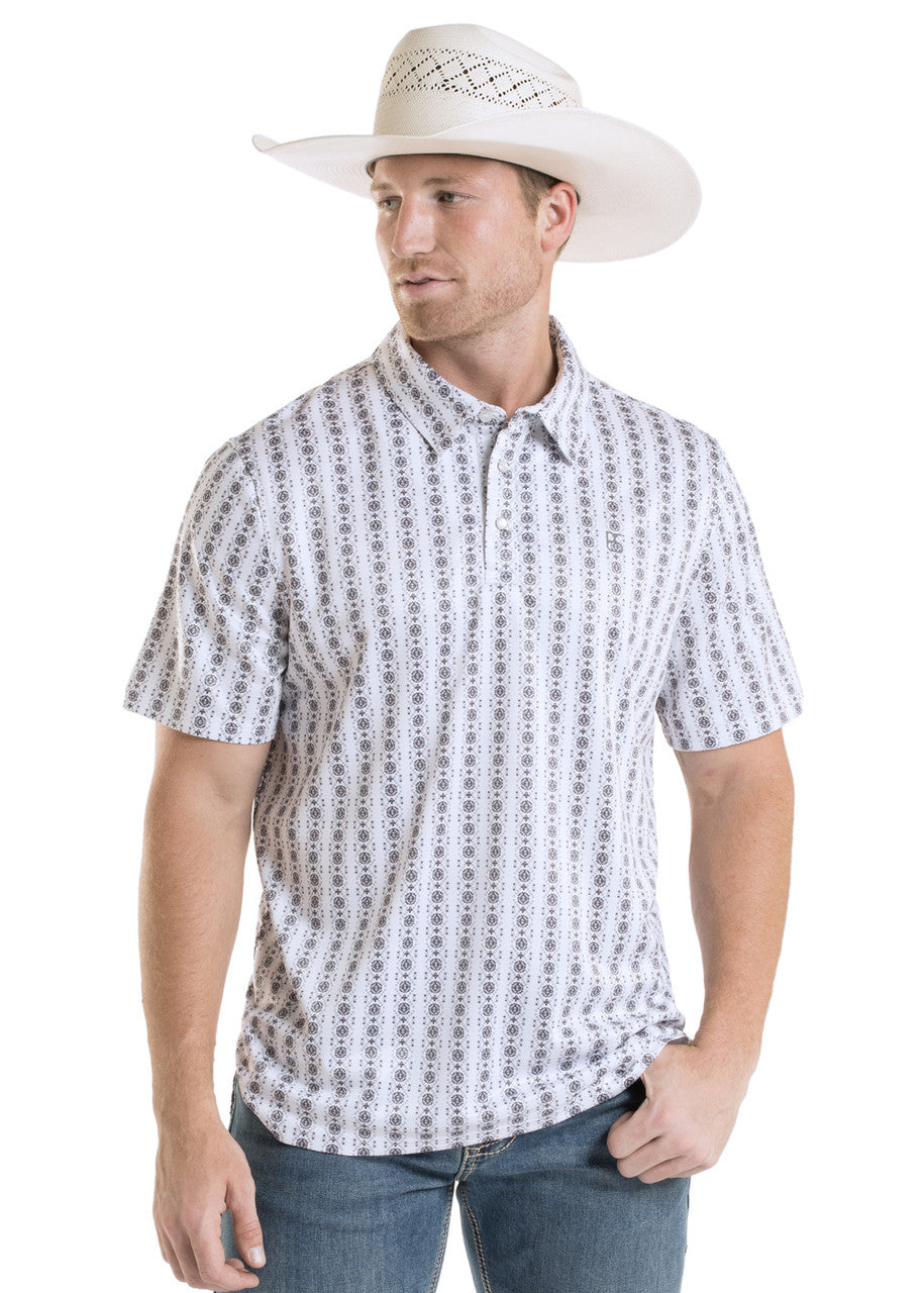 PANHANDLE SLIM BLACK WHITE AZTEC - MENS POLO - TM51T09008