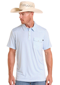 PANHANDLE MENS WHITE WESTERN STRIPE POLO - BM51T09059