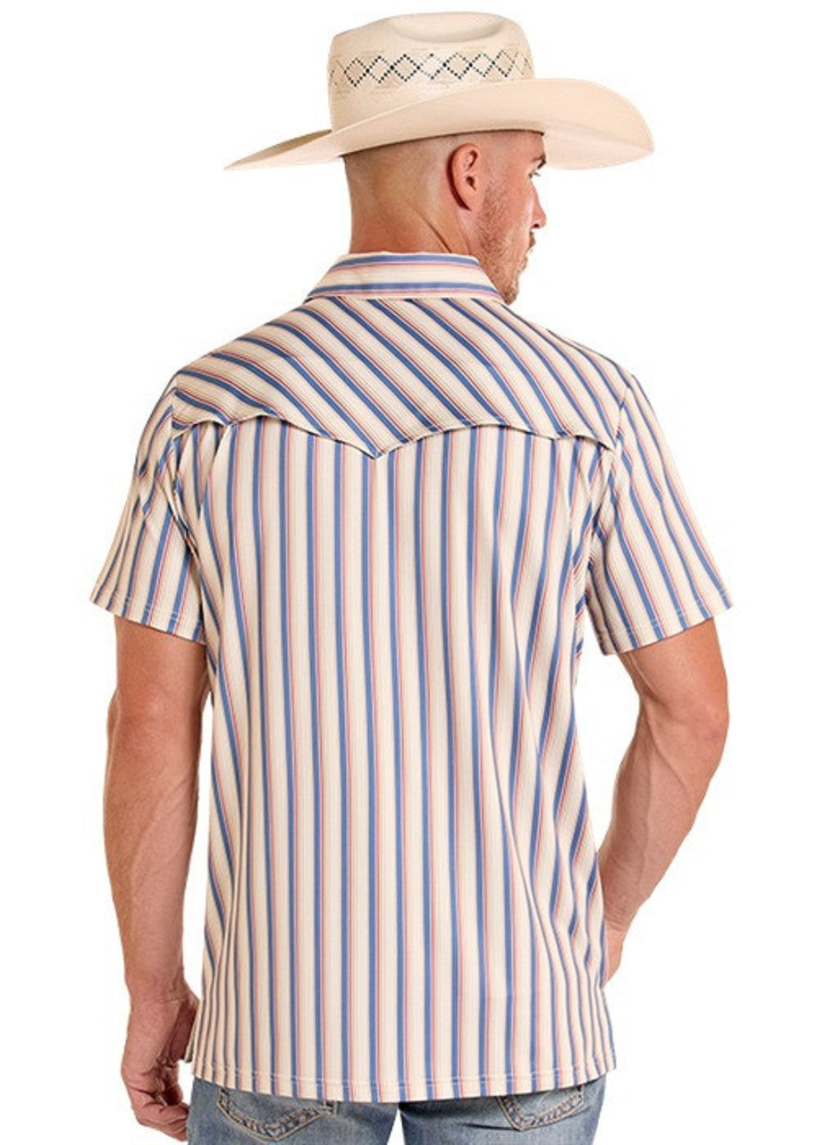 ROCK & ROLL NATURAL WESTERN STRIPE - MENS POLO - BM51T09057