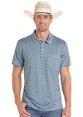 ROCK & ROLL TURQUOISE MEDALILION PRINT - MENS POLO - BM51T09056