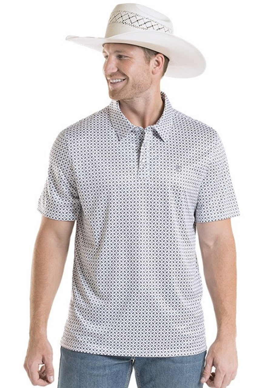 PANHANDLE SLIM BLACK GEO SNAP PRINT - MENS POLO - TM51T09006