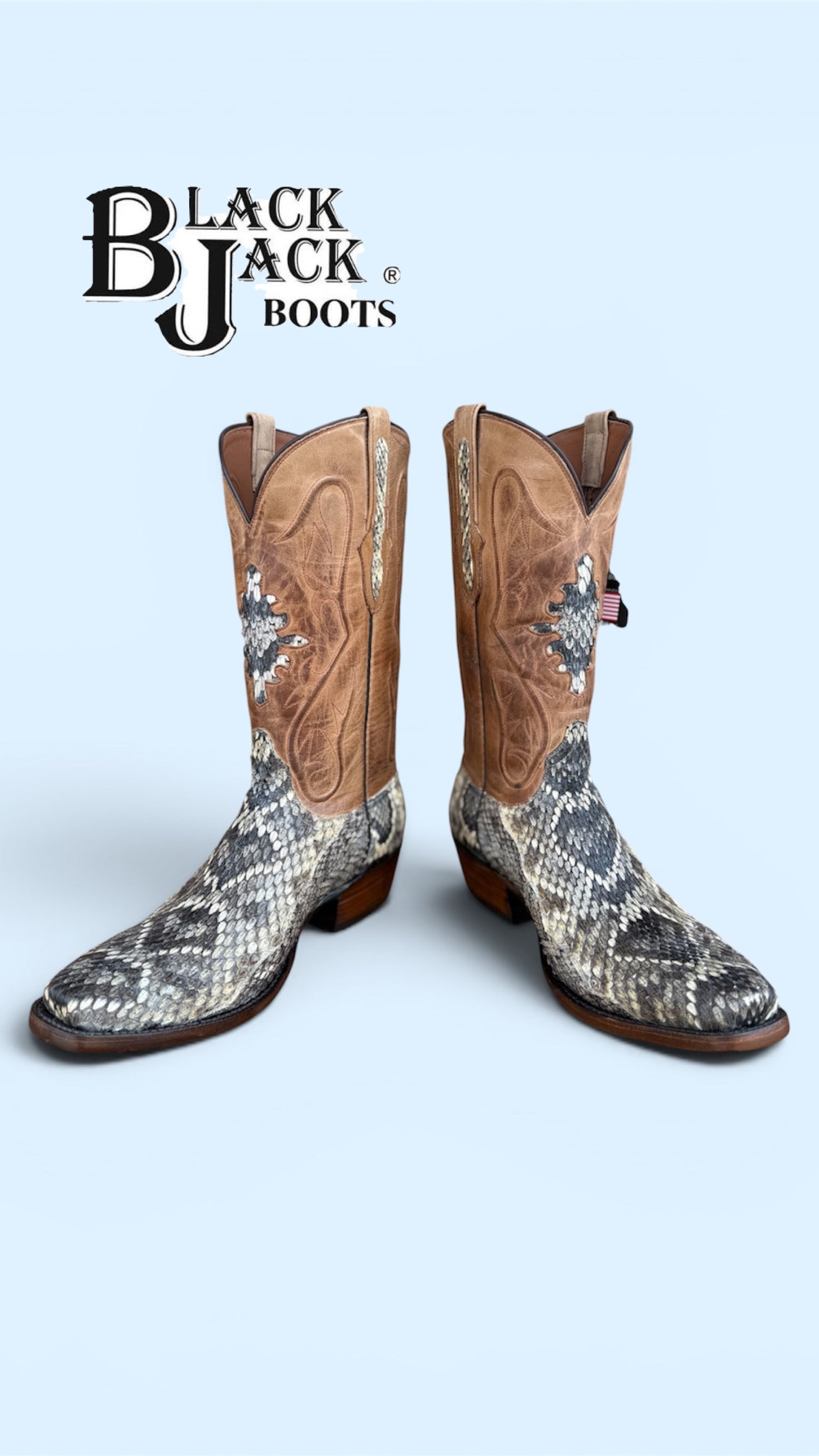 BLACK JACK BOOTS  EASTERN DIAMOND BACK RATTLE SNAKE - NT610-V3