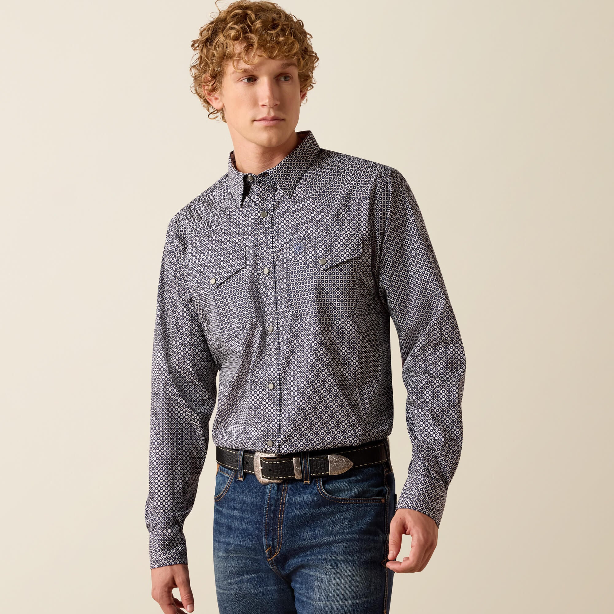 ARIAT Men's Wrinkle Free Dennis Fitted Snap Shirt 10073658
